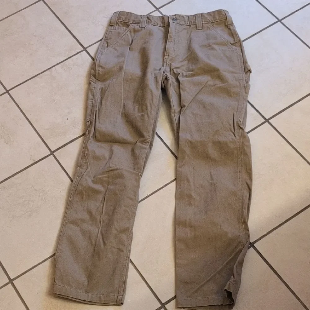 Carhartt Relaxed Fit Twill Utility Work Pant Khaki Tan Color Cargo Size 34 X 32